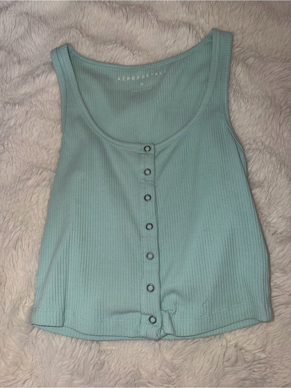 Aeropostale Light Mint Ribbed Button Tank